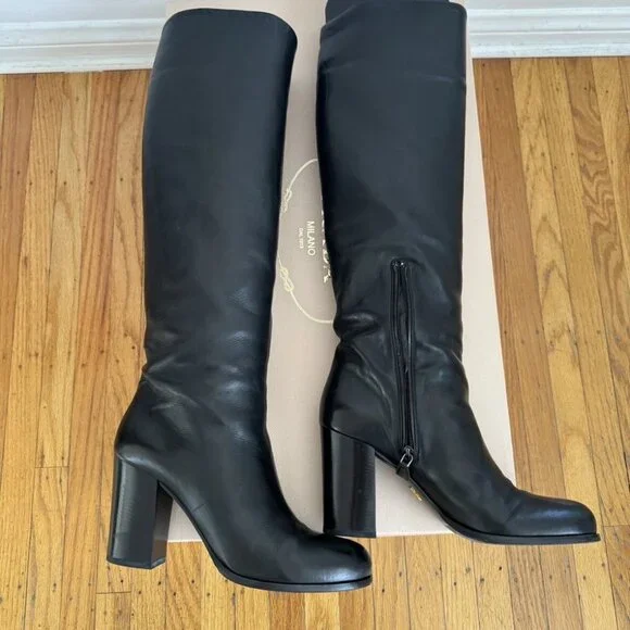 PRADA knee high leather boots Size 40/9.5 US ($1600) - Picture 4 of 11